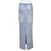 Fashion Personality Denim Wash Pocket Slit Tassel Skirt Female