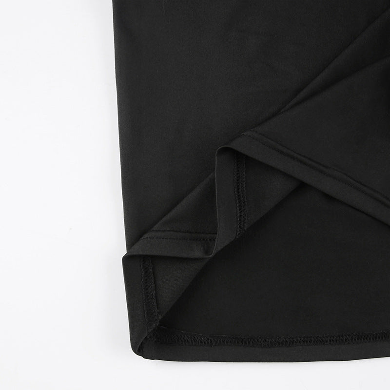 One Shoulder Asymmetric Solid Color Long Sleeve Top T-shirt