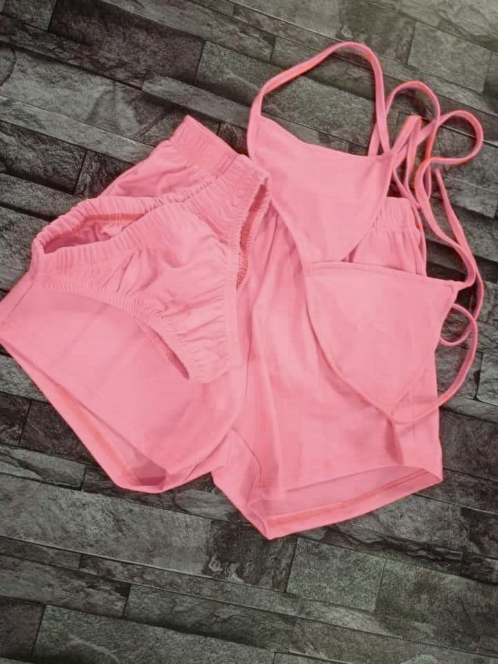 Pure Color Bikini Three-Piece Set 3PC