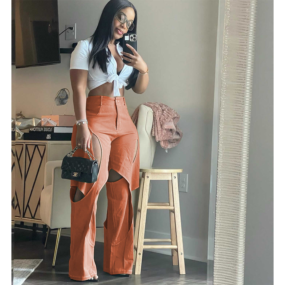 Cotton Fried Dough Twists hollow casual pants