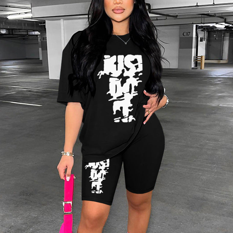 Casual Sports Printed Short Sleeves 2PC SET