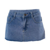 Solid Buttoned Zipper Pocket Slim Short Denim Skirt
