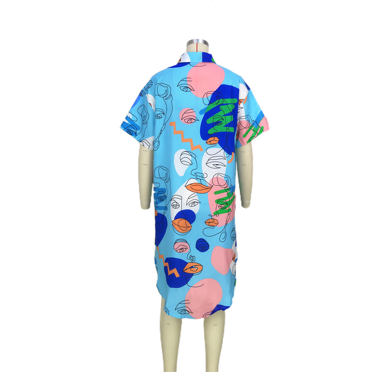 Face Abstract Shirt Dress