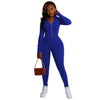 Fashion Slim Fit Zipper Solid Color 2PC Set
