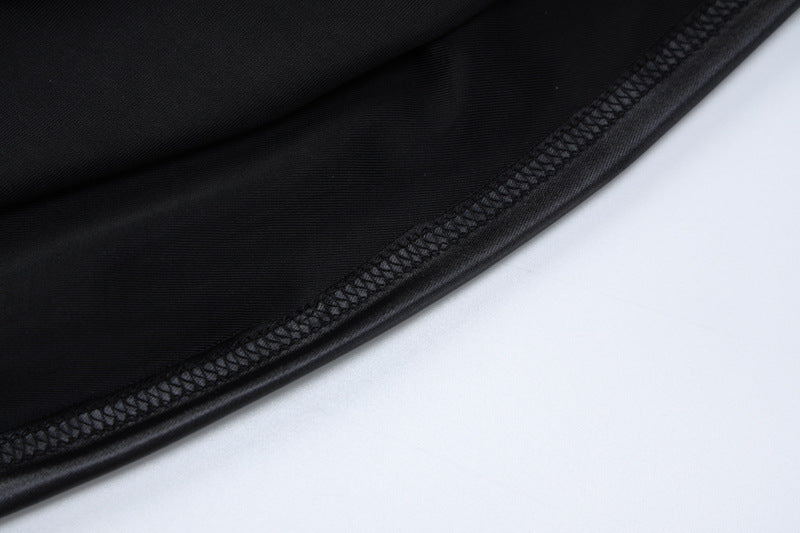 Faux Leather Pleated Long Sleeve Dress