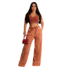 Sleeveless Open Waist Jacket Elastic Waist Wide-leg Pants Suit