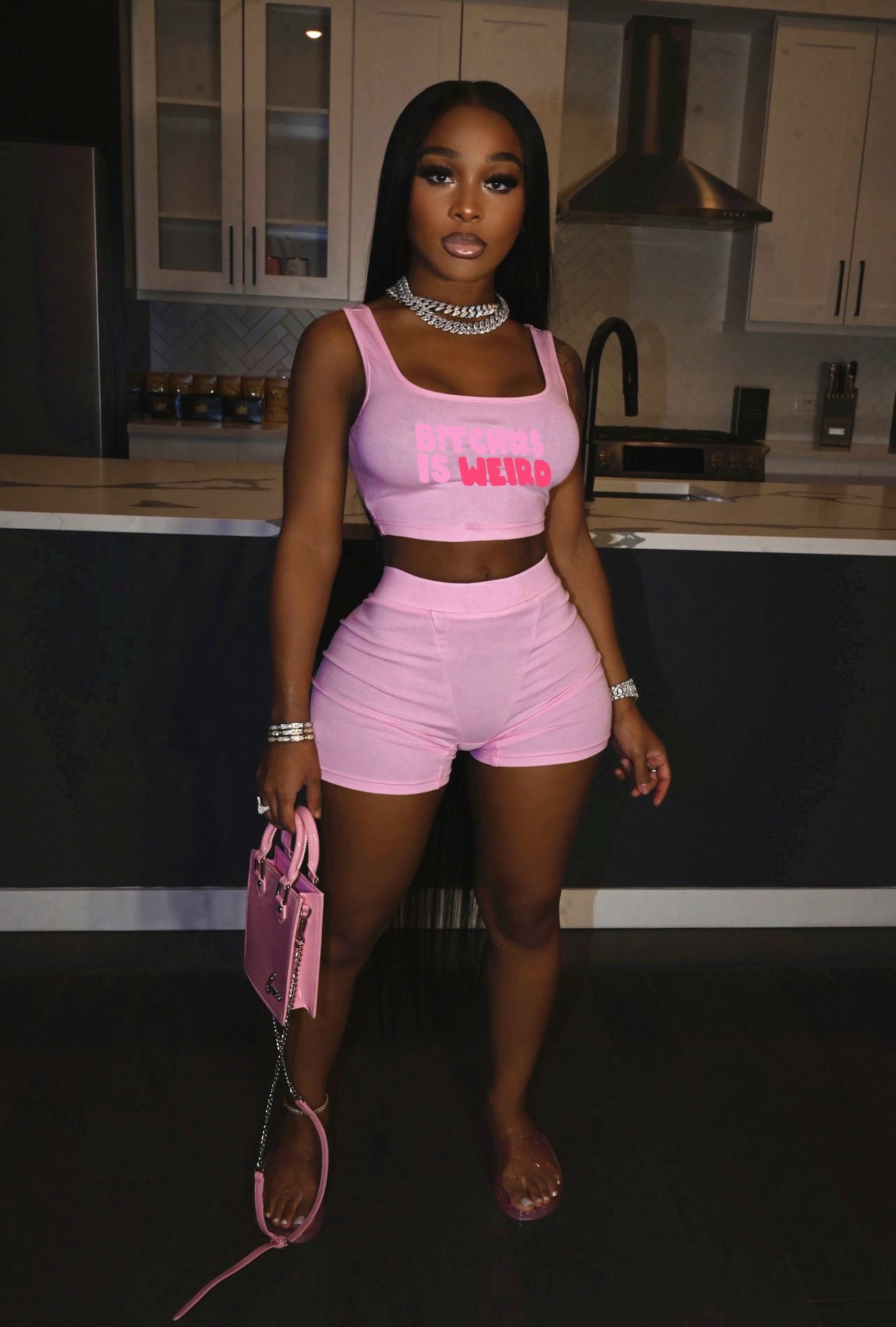 Letter Printed Top & Shorts  Set