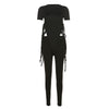 Short-Sleeved Top High Waist Tight Trousers 2pc Set