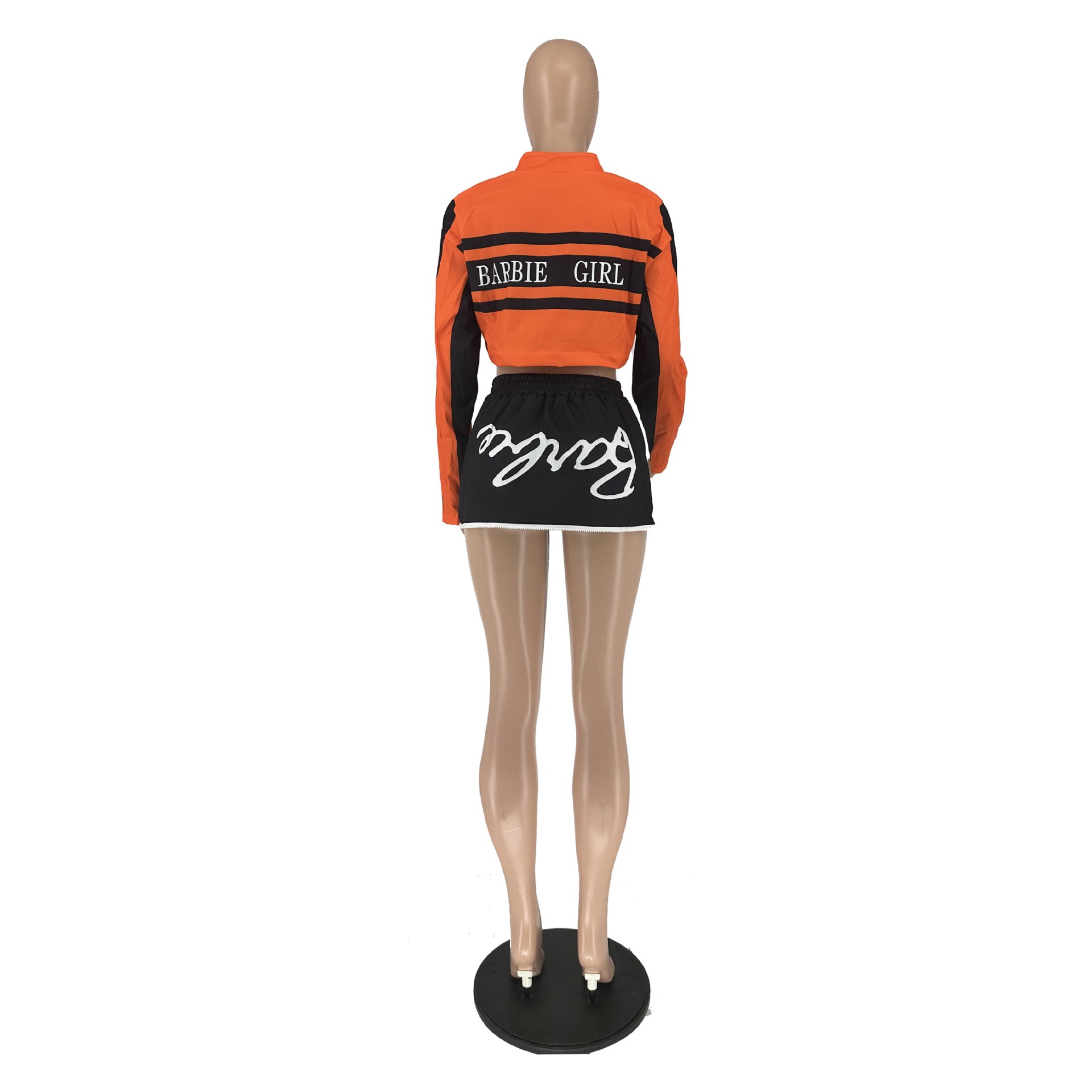 Motorcycle style detachable jacket short skirt 2PC set