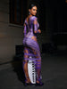 Ripped Skinny Sheath Dress Rhinestone Printed Dress