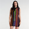 Fringe Sleeveless Slim Fit Panel Knit Dress