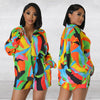 Printed Long Sleeve Shorts Two-piece Set