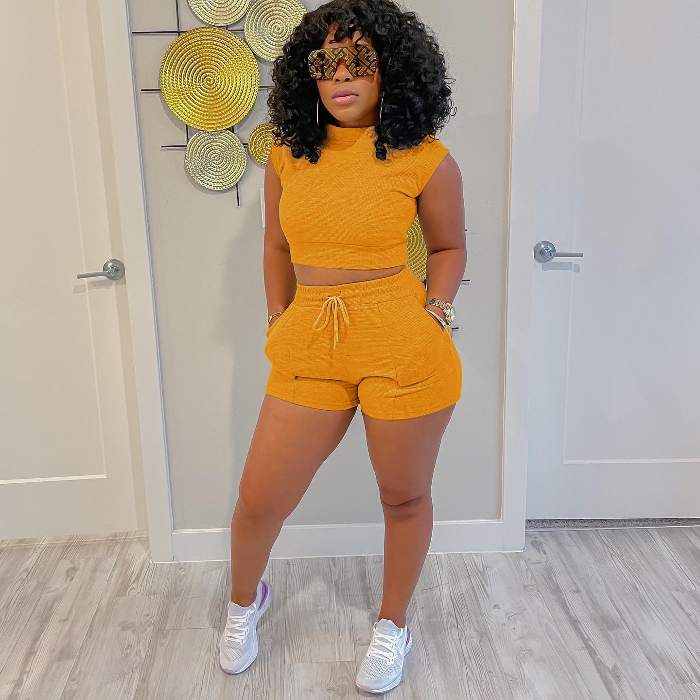 Sleeveless Suit Shorts Two-piece Set