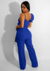 Ruffled Shoulder Sleeveless Waist-deep V Loose Solid Romsuit