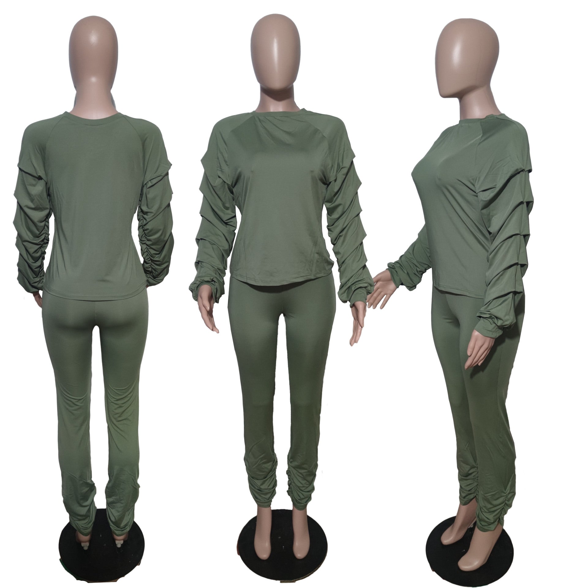 Stylish casual pleated 2PC set