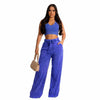 Sleeveless Open Waist Jacket Elastic Waist Wide-leg Pants Suit