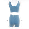 Camisole High Waist Hip Lift Shorts Casual Sports 2PC