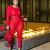 Long Sleeve Tight Cutout  Bodysuit Pants