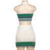Jacquard Knitted Contrasting Neck Skirt Set