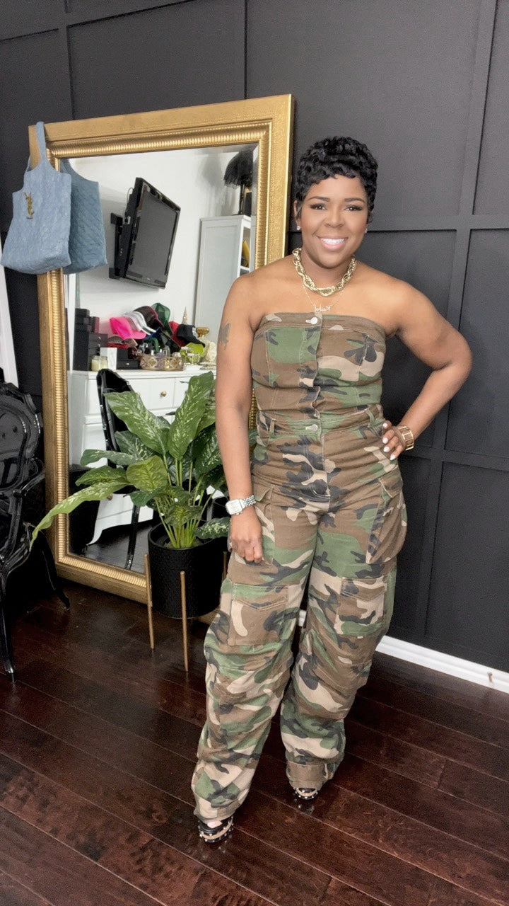 Camo Pocket Casual Jumpsuit