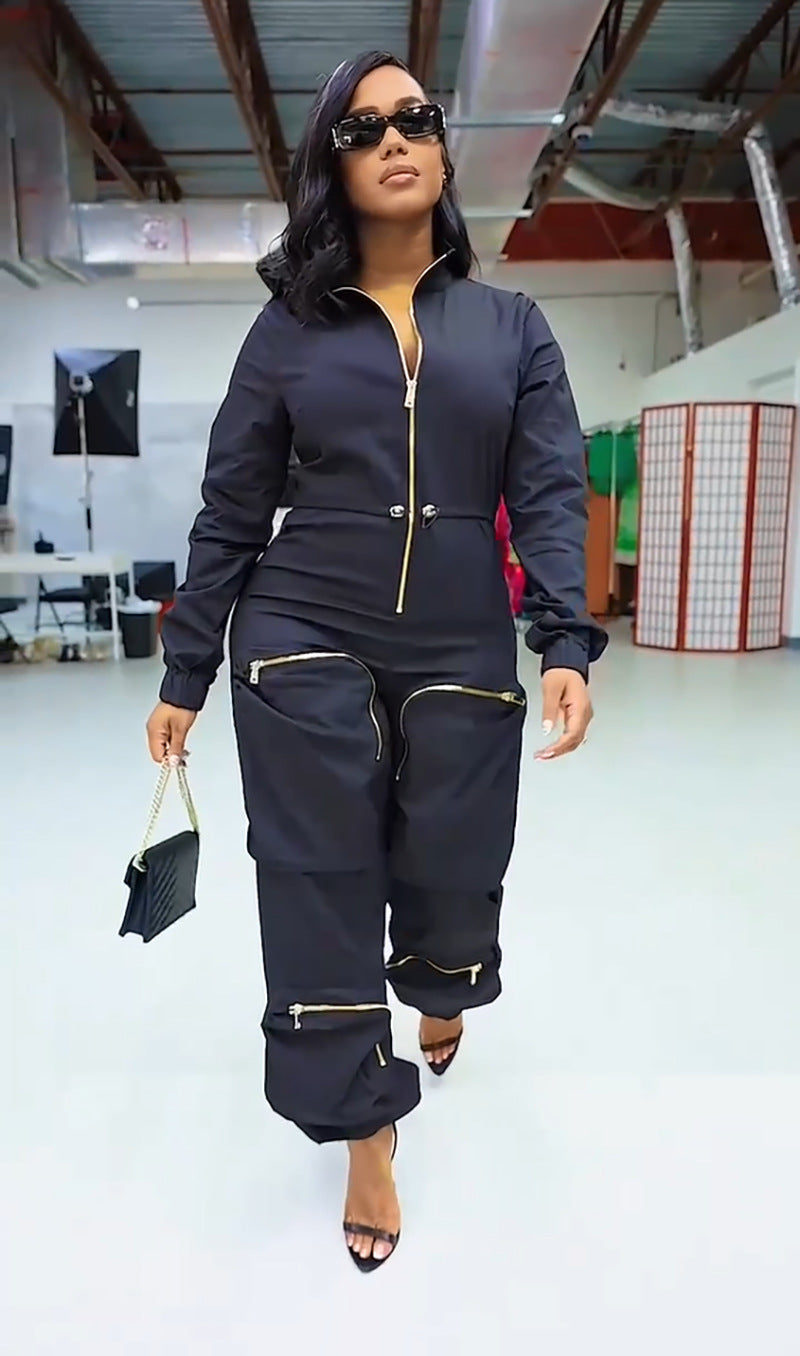 Waist-Tight Cargo Overalls Casual Trousers