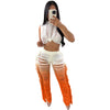 Fringed Hole Vest Trousers Set
