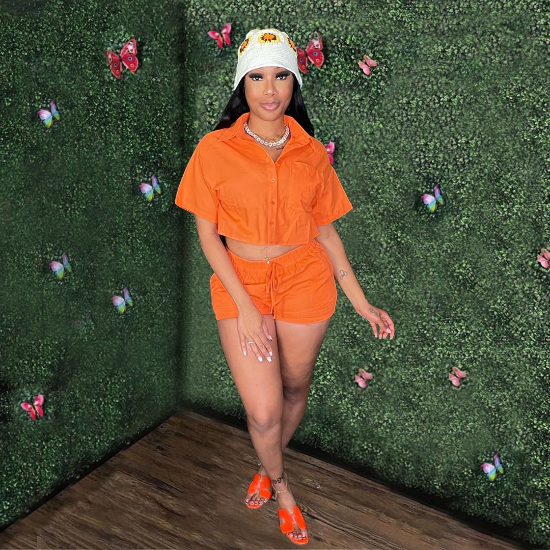 Sexy solid Two-piece Set