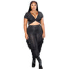 Tassel Trousers Crossed Short Sleeve Two-piece Suit