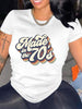 Printed Letter Crew T-shirt Short Top