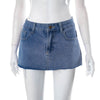 Solid Buttoned Zipper Pocket Slim Short Denim Skirt