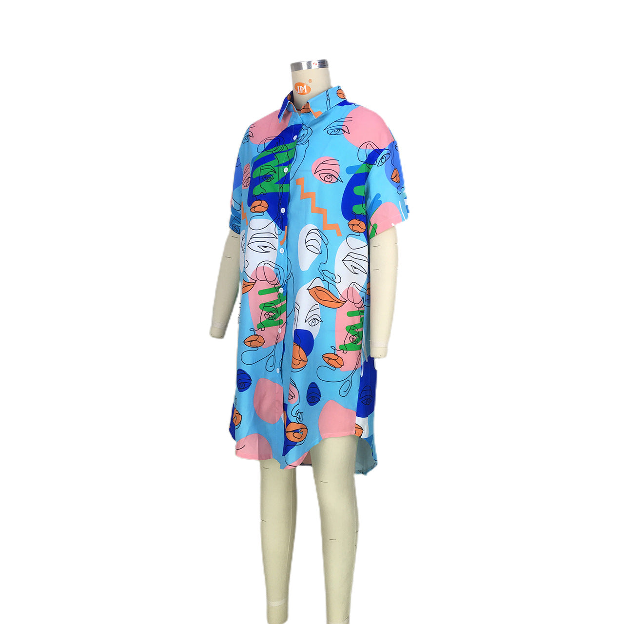 Face Abstract Shirt Dress