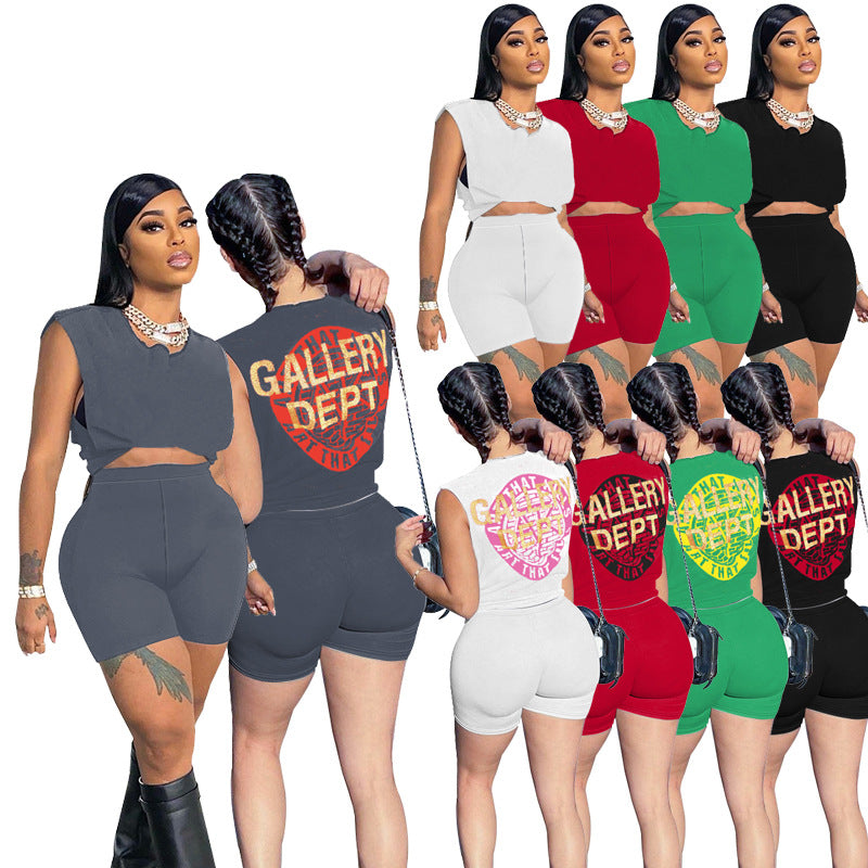 Tank Top Shorts Print Two-piece Set