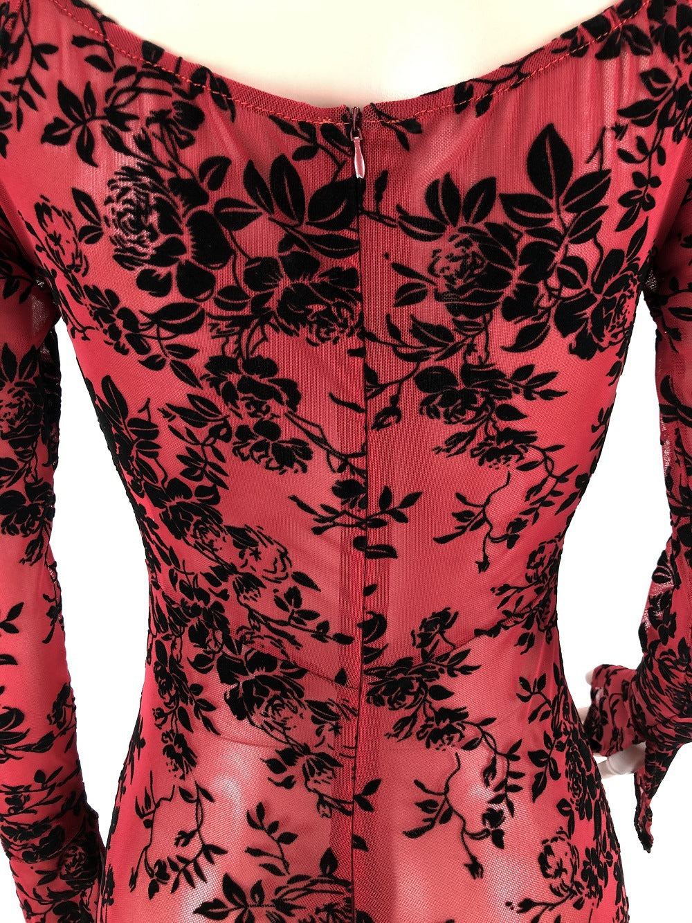 Mesh flocked shoulder jumpsuit