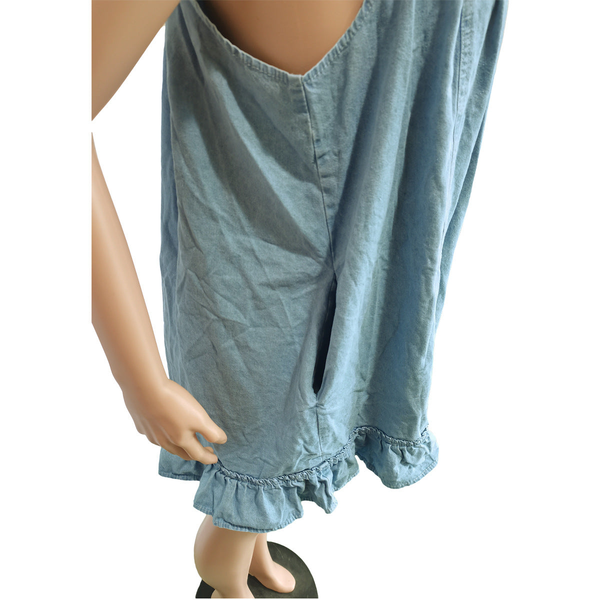 Button Pocket Loose Denim Dress