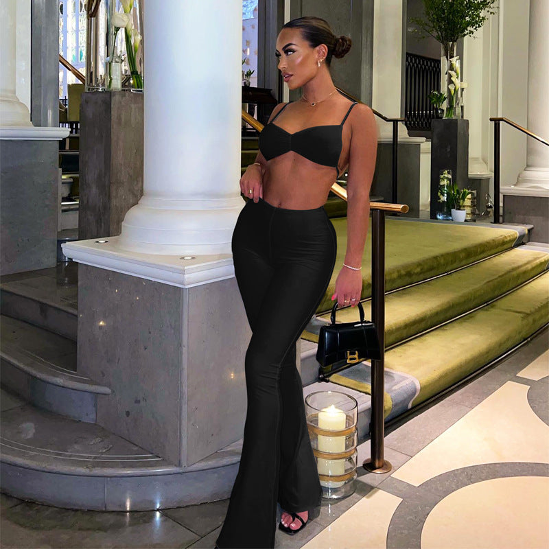 Bra Top & Flare Pants Two-Piece Set