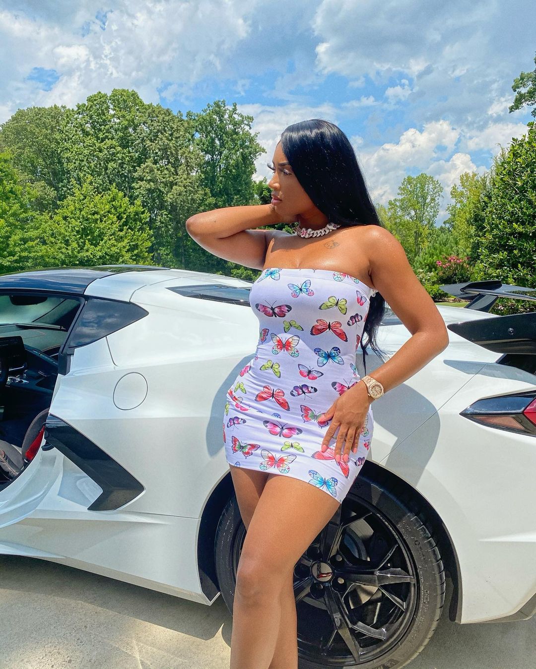 Butterfly Print Sleeveless Dress