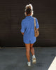 Polo Neck Short Sleeved Shorts Denim Jumpsuit