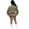 Motorcycle style detachable jacket short skirt 2PC set