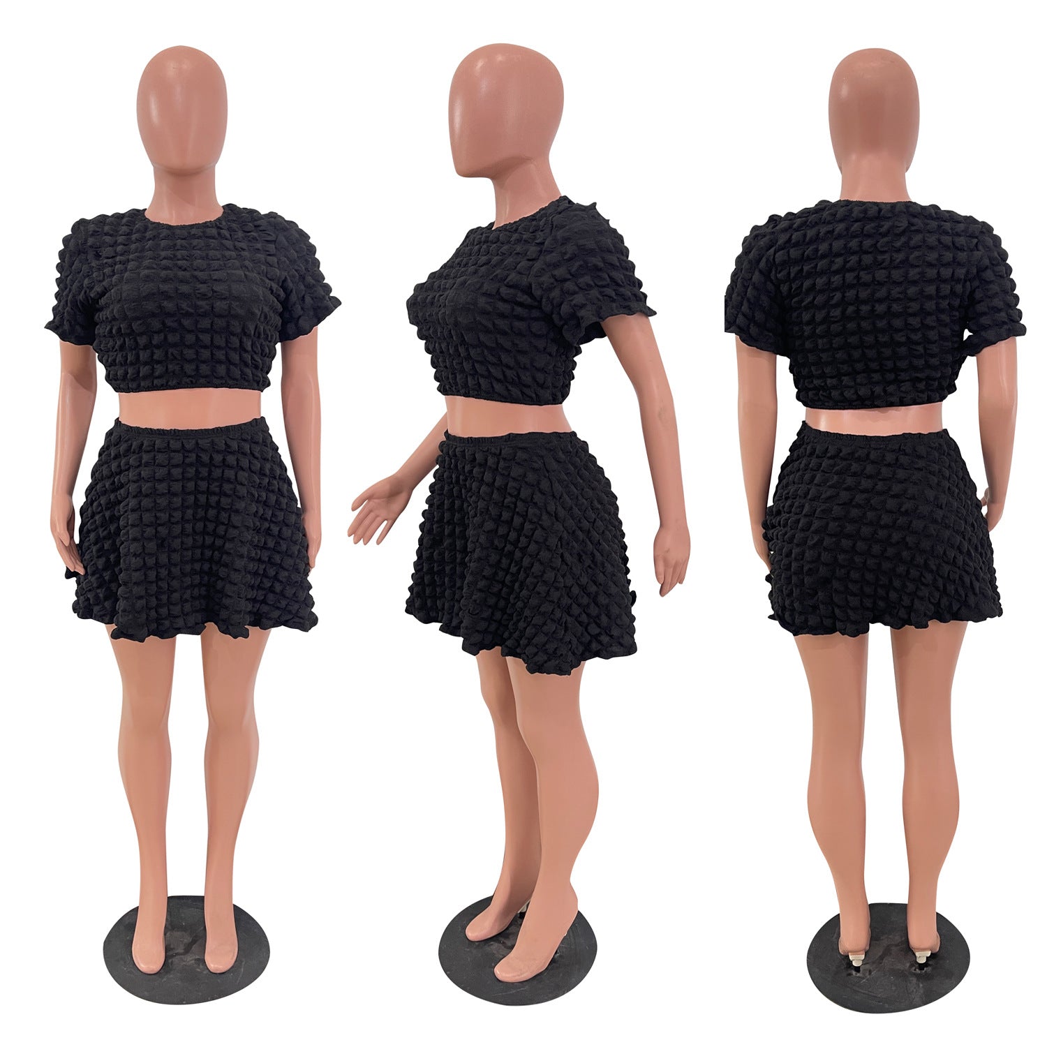 Popcorn Fabric Skirt Two-Piece Set