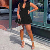 Colored Waist Cut Out Fluffy V-neck Skirt