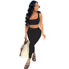 Sexy Casual Solid Bare Back Top 2PC Set