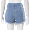 Fringe Tight Pocket Non-Elastic Denim Shorts