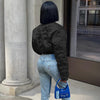 Star embossed thumb button cotton padded warm jacket