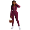 Fashion Slim Fit Zipper Solid Color 2PC Set