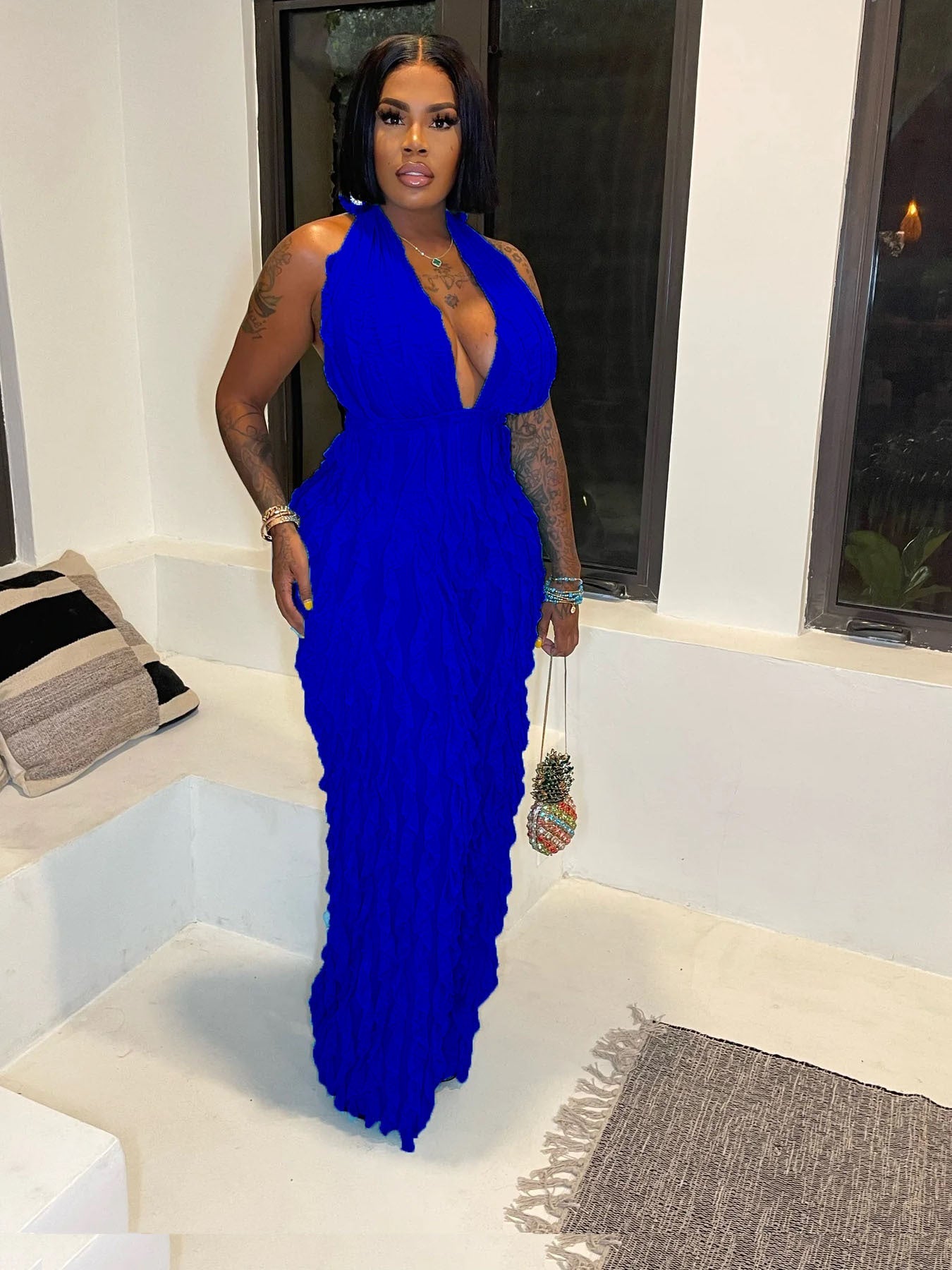 Halter Wave Pattern Sexy Bandeau High Waist Jumpsuit