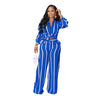 Printed Striped Shirt Outfit Two-Piece 2PC Set