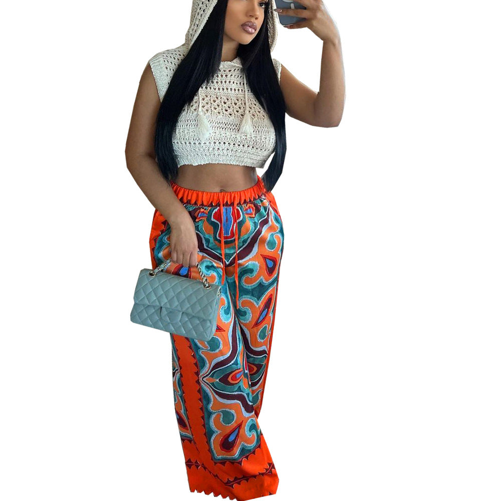 Printed Loose Fitting Women's Casual Pants