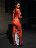 Ripped Skinny Sheath Dress Rhinestone Printed Dress