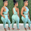 Solid Color Pleating Vest 2PC Set