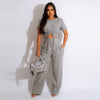 Cotton Short-sleeved Pleated T-shirt Wide-leg Pants Two-piece Suit